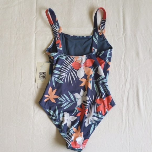 NEW roxy girls love confirmation one piece swimsuit tropical floral size 12 - Picture 8 of 15